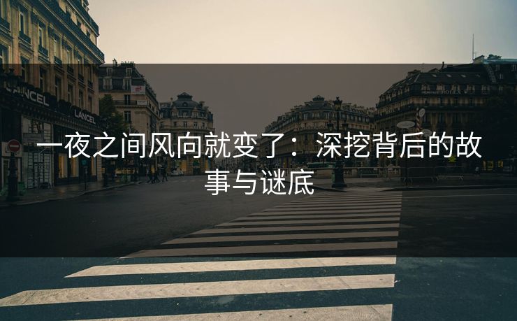 一夜之间风向就变了：深挖背后的故事与谜底